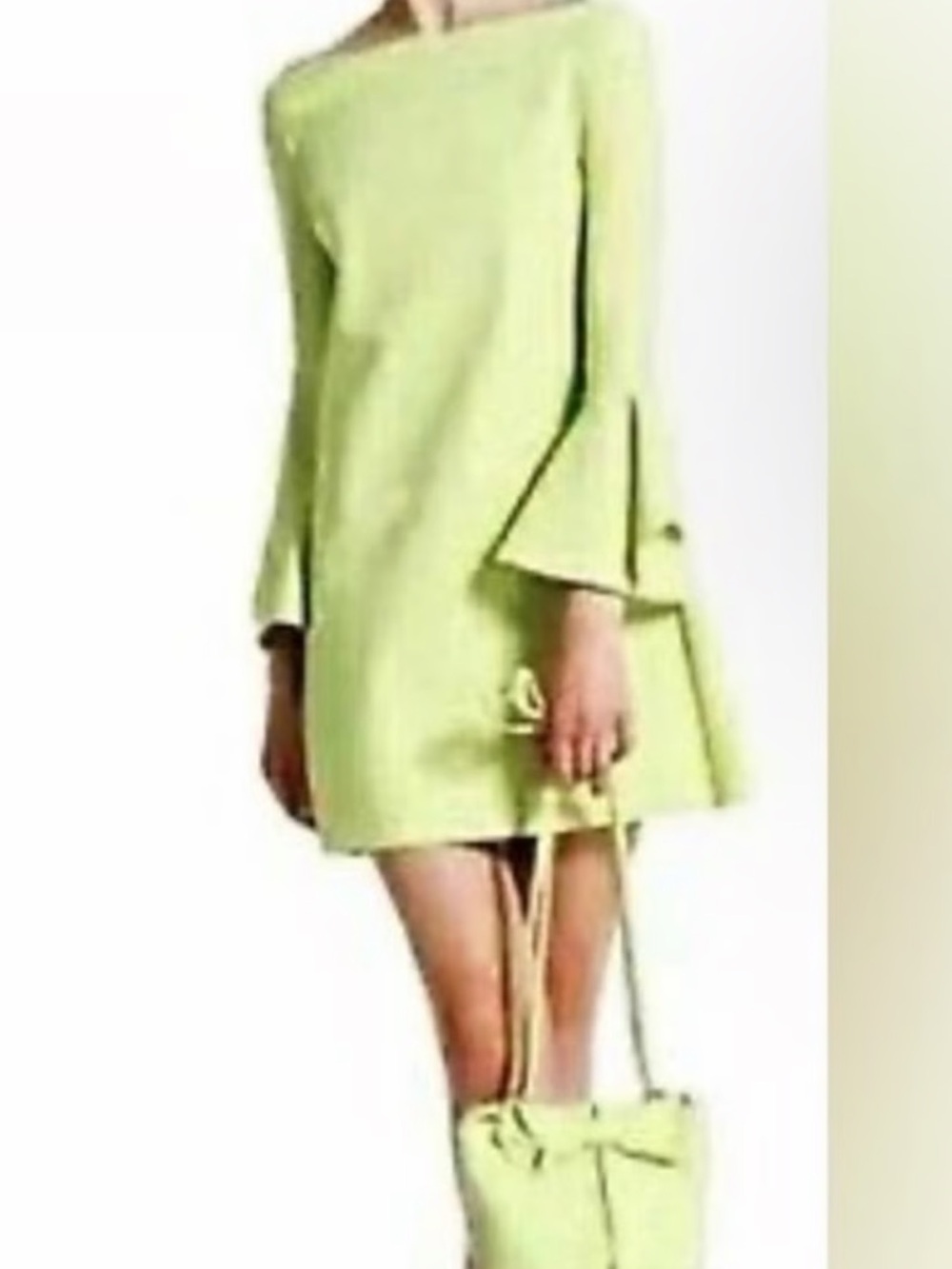 Chiara Boni BERIT Shift Dress Bell Sleeve in Avocado Size 6 NWT